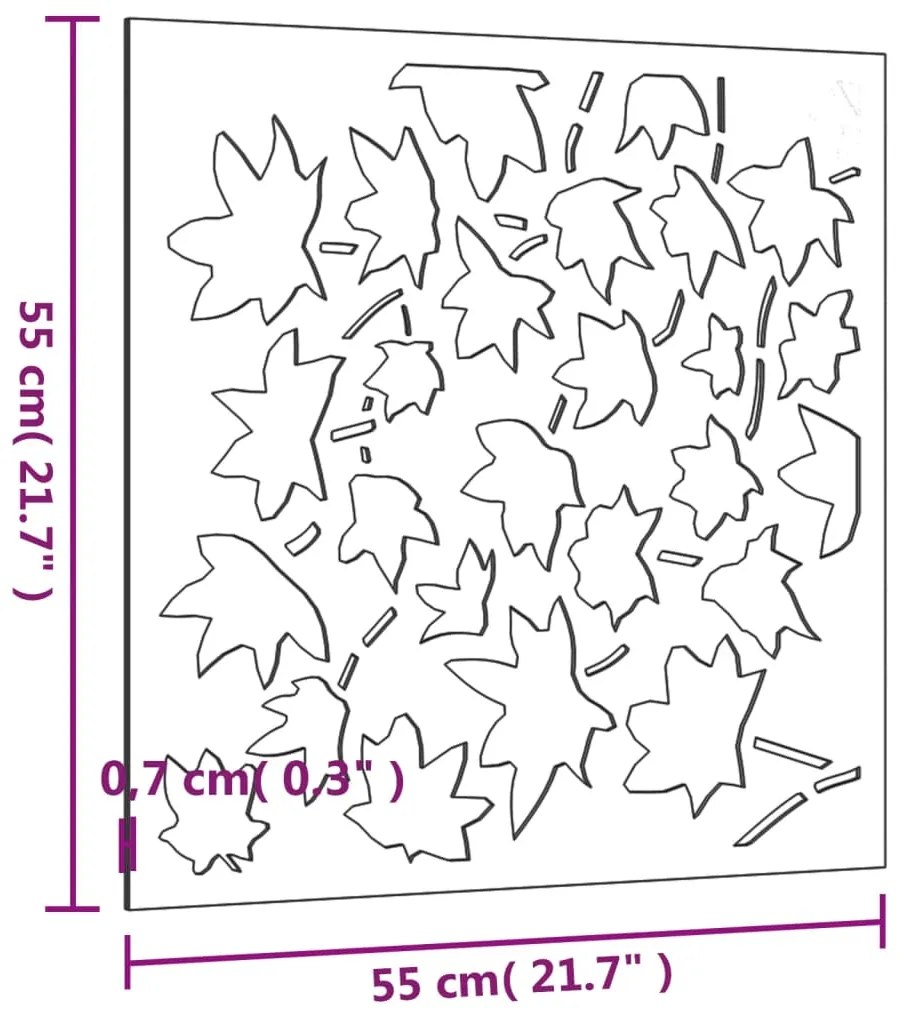 Διακοσμητικό Κήπου Επιτοίχιο Σχ. Φύλλων 55x55 εκ, Ατσάλι Corten - Καφέ