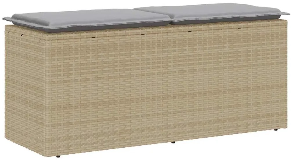 vidaXL Πάγκος κήπου με μαξιλάρι Μπεζ 110x40x44 cm Πολυ μπαστούνι