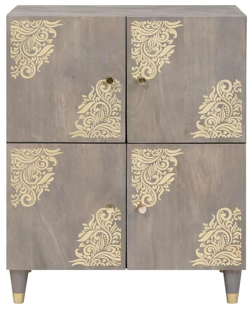 vidaXL Πλαϊνό γραφείο Γκρι και Χρυσό 60 x 33 x 75 cm Μασίφ ξύλο μάνγκο