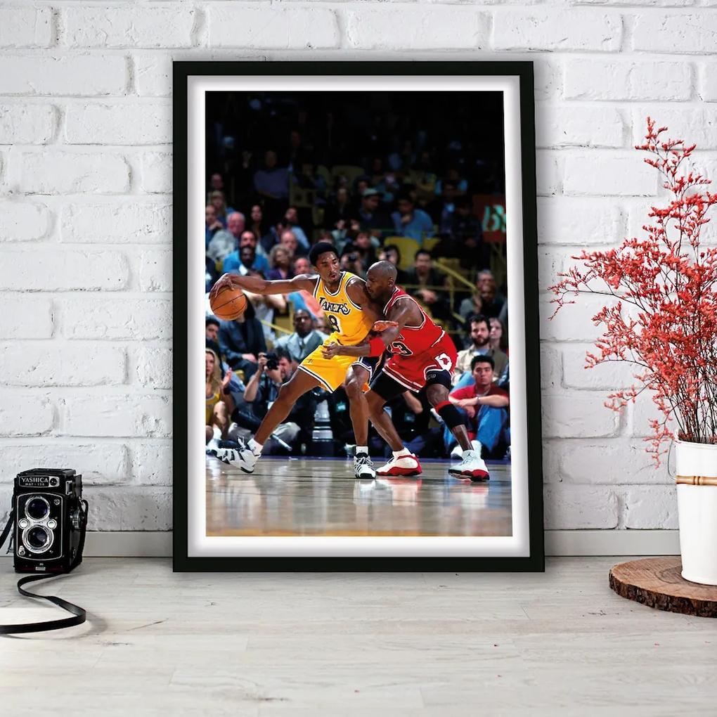 Πόστερ &amp; Κάδρο Kobe vs Jordan SNK211 40x50cm Μαύρο Ξύλινο Κάδρο (με πόστερ)