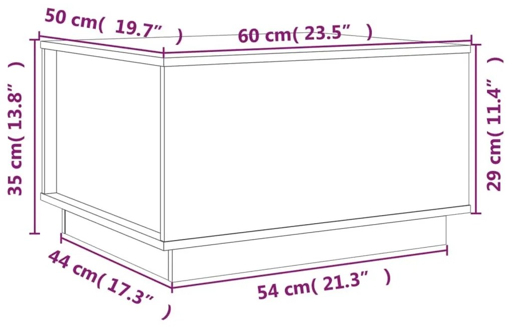 Τραπεζάκι Σαλονιού Λευκό 60 x 50 x 35 εκ. από Μασίφ Ξύλο Πεύκου - Λευκό