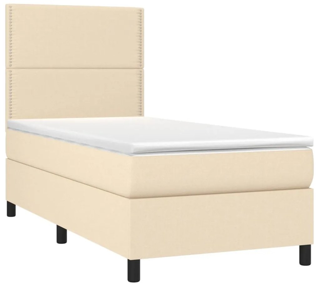 Κρεβάτι Boxspring με Στρώμα Κρεμ 100 x 200 εκ. Υφασμάτινο - Κρεμ