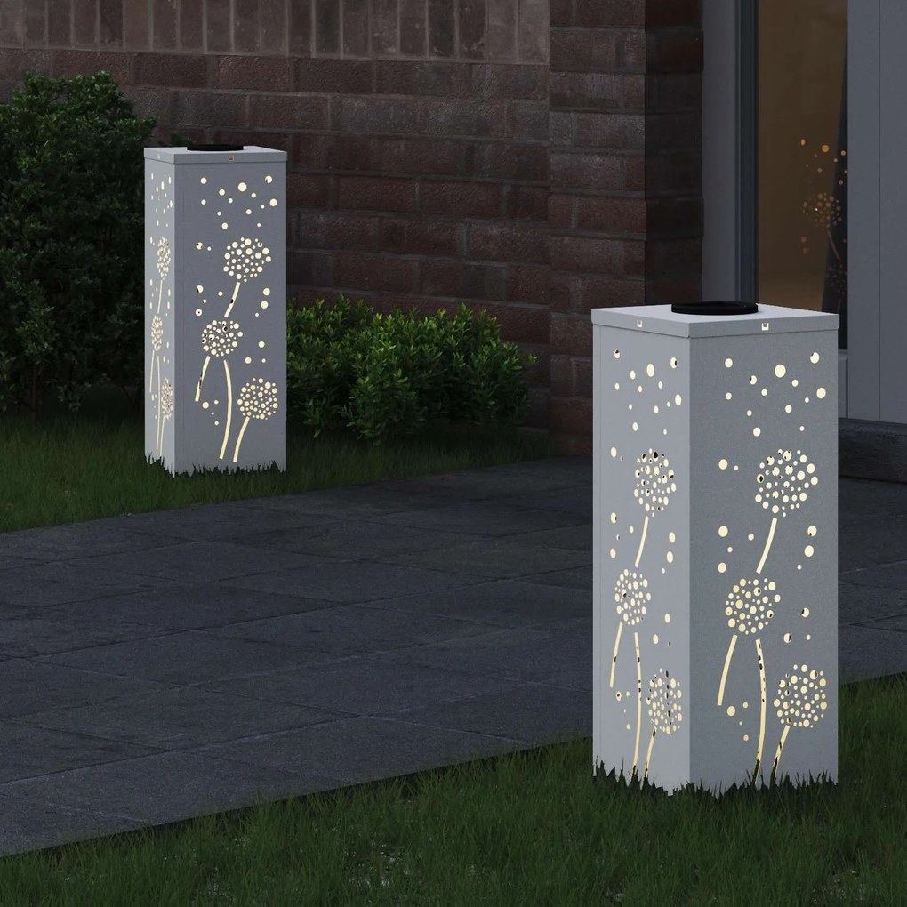 vidaXL Ηλιακό LED Φως Δρόμου 2 pcs Λευκό Κρύο Ρολαρισμένο Χάλυβα