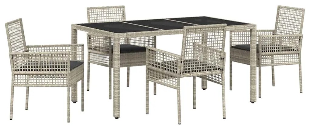 vidaXL Σέτ φαγητού για κήπο 5 pcs Ανοιχτό γκρι Πολυ ράταν