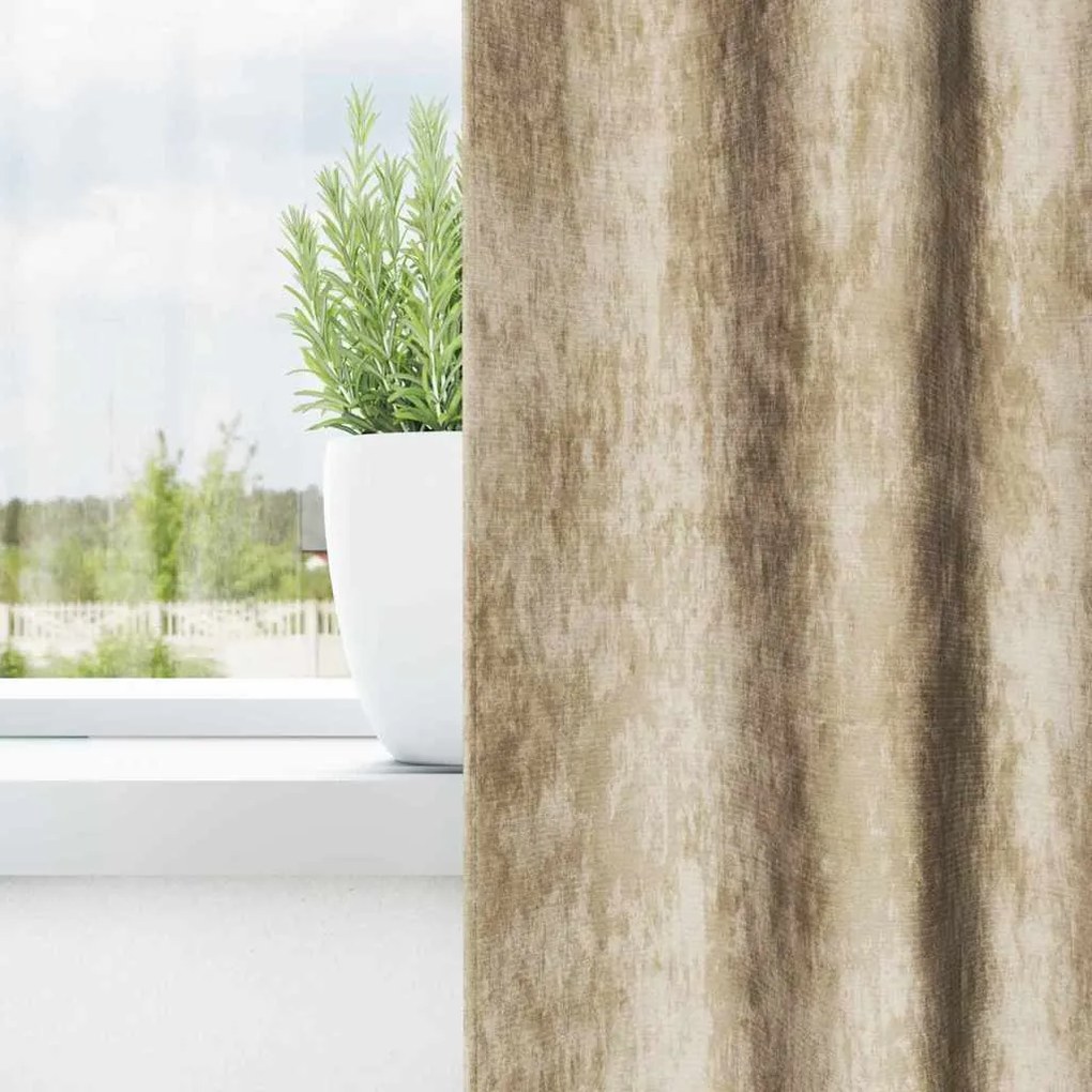 vidaXL Κουρτίνα με κουρτίνες 2 pcs Κρεμ 225 x 140 εκ. Βελούδο