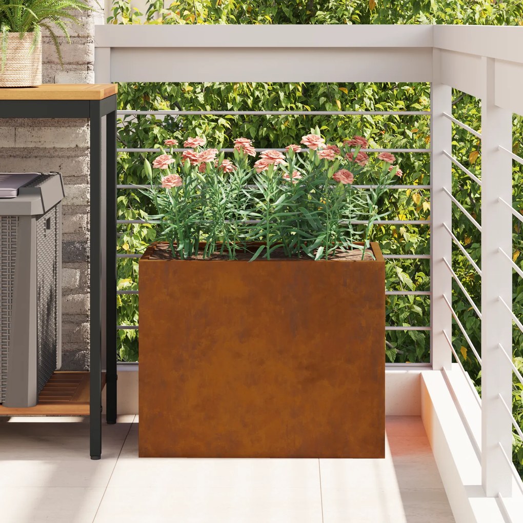 vidaXL Γλάστρα Κήπου Καφέ 50 x 32 x 40 εκ. Φθαρμένο ατσάλι