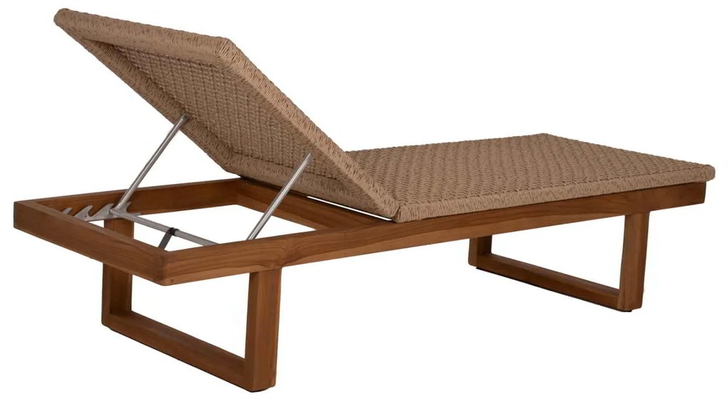 ΞΑΠΛΩΣΤΡΑ PATRON HM5993 TEAK ΞΥΛΟ ΚΑΙ ΣΧΟΙΝΙ VIRO ΣΕ ΠΛΕΞΗ WICKER 191x65x86Yεκ.