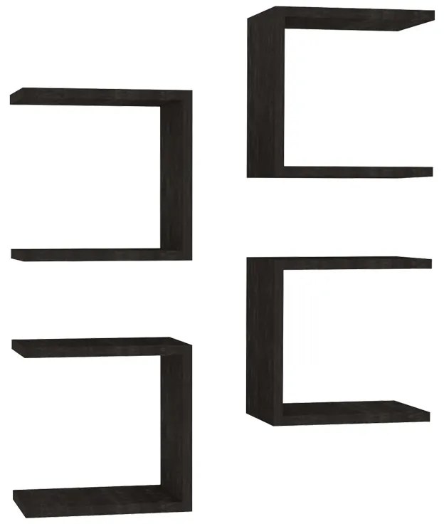 Ραφιέρα τοίχου Perari pakoworld 4τεμ.σε σκούρο καρυδί απόχρωση 30x19.6x30εκ