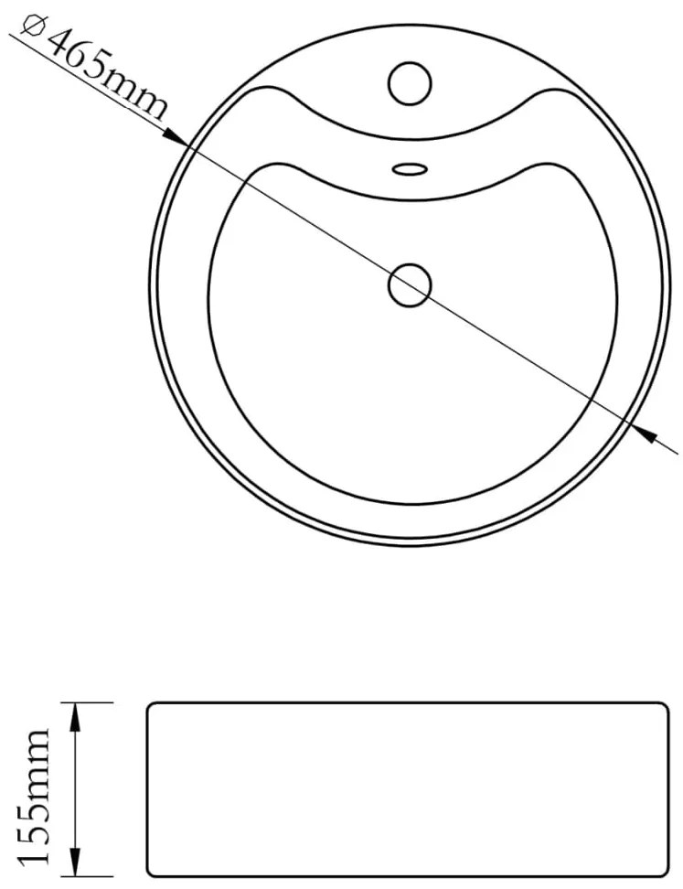 vidaXL Νιπτήρας με Οπή Υπερχείλισης Ασημί 46,5 x 15,5 εκ. Κεραμικός