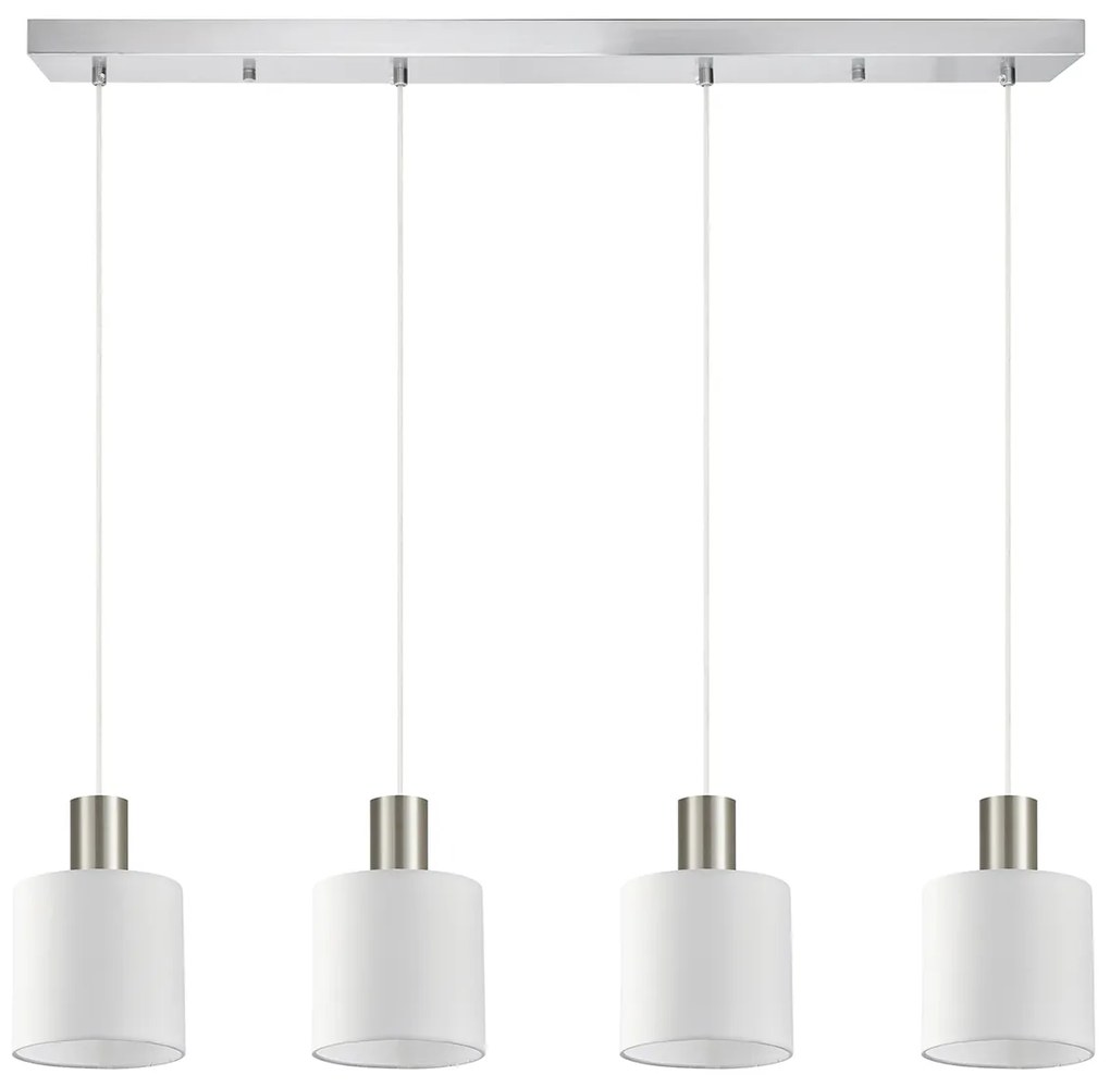 Φωτιστικό Οροφής SE21-NM-4-4NM-SH1 ADEPT TUBE Nickel Matt Pendant White Fabric Shade+ - 51W - 100W - 77-8420