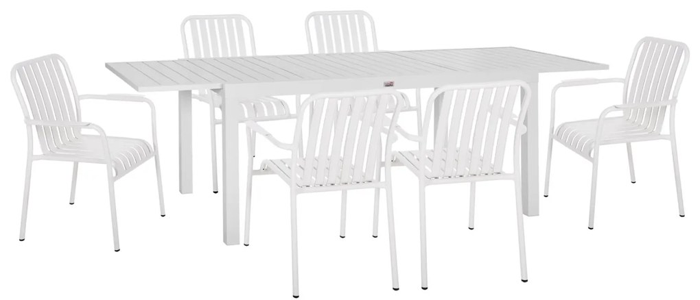Σετ Κήπου Τραπεζαρία KRUM C21146 7 τεμ. Αλουμίνιο Λευκό 160x90x73 εκ.