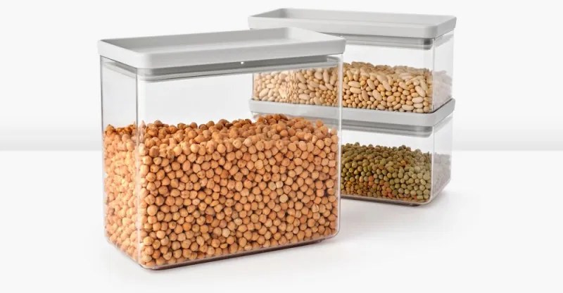 Κουτιά αποθήκευσης Brabantia Tasty+ Stackable 1008882, 1.5l/3.5l, BPA-free, Στεγανό κλείσιμο, Ανοιχτό γκρι