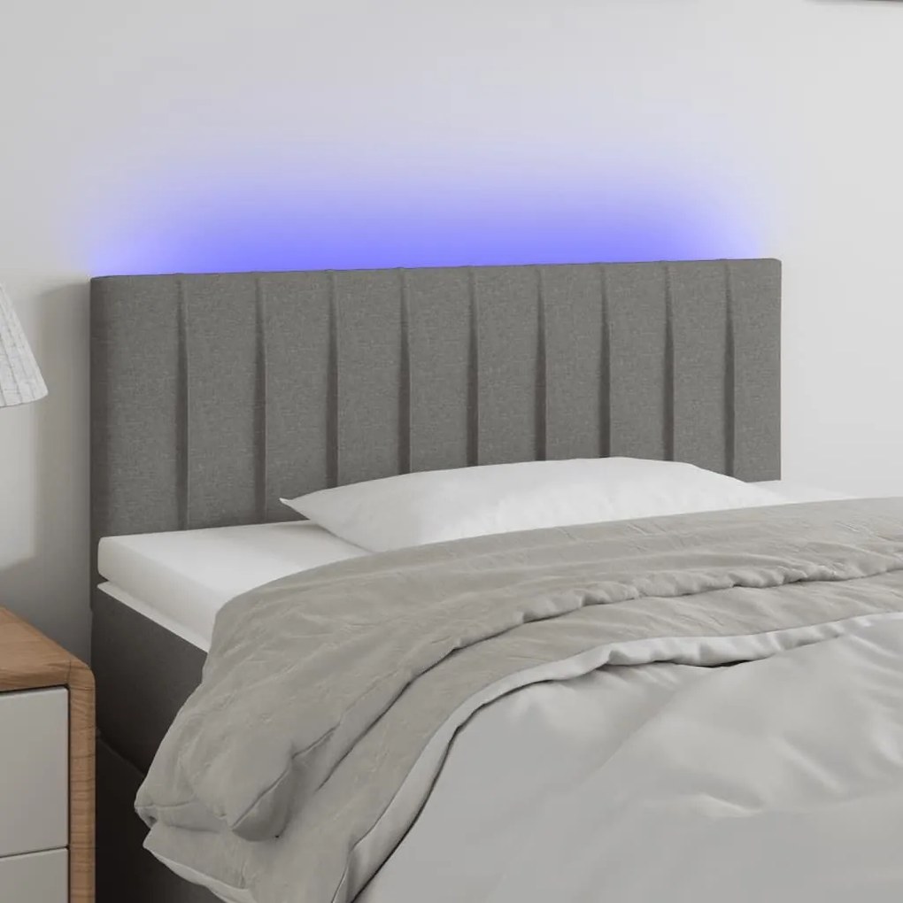 Κεφαλάρι Κρεβατιού LED Σκούρο Γκρι 100x5x78/88 εκ. Υφασμάτινο 3121841