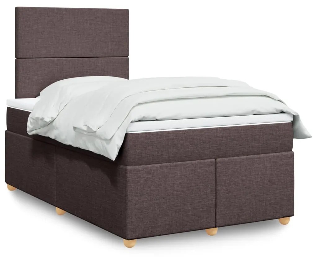 vidaXL Κρεβάτι Boxspring με Στρώμα Σκούρο Καφέ 120x200 εκ. Υφασμάτινο