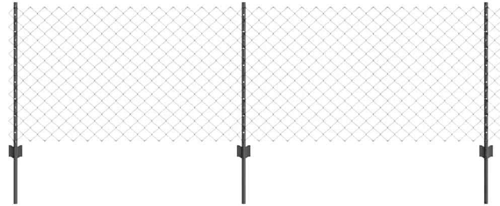 vidaXL Φράχτης με Στήλες. Γκρι 0.8 x 25 m Ατσάλι