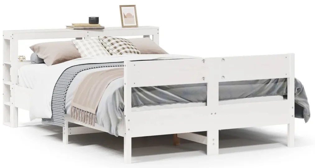 vidaXL Σκελετός Κρεβ. Χωρίς Στρώμα Λευκό 140x200 εκ Μασίφ Πεύκο