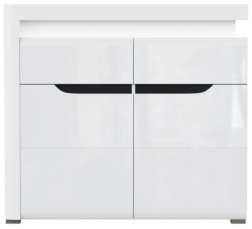 Σιφονιέρα Orlando K102, Γυαλιστερό λευκό, Άσπρο, 89x100x39cm