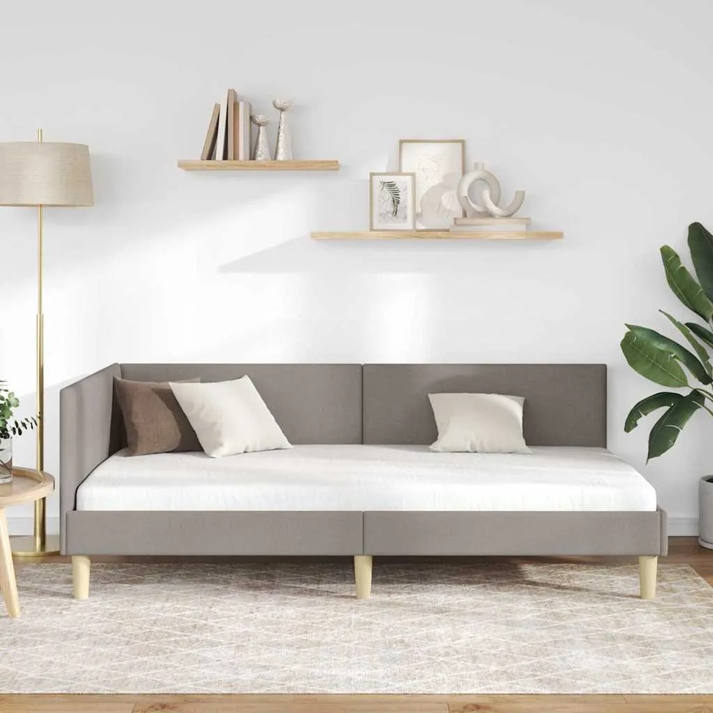 vidaXL Κρεβάτι Γωνίας Άλλο Taupe 90 x 200 cm Ύφασμα και Έργο ξύλου