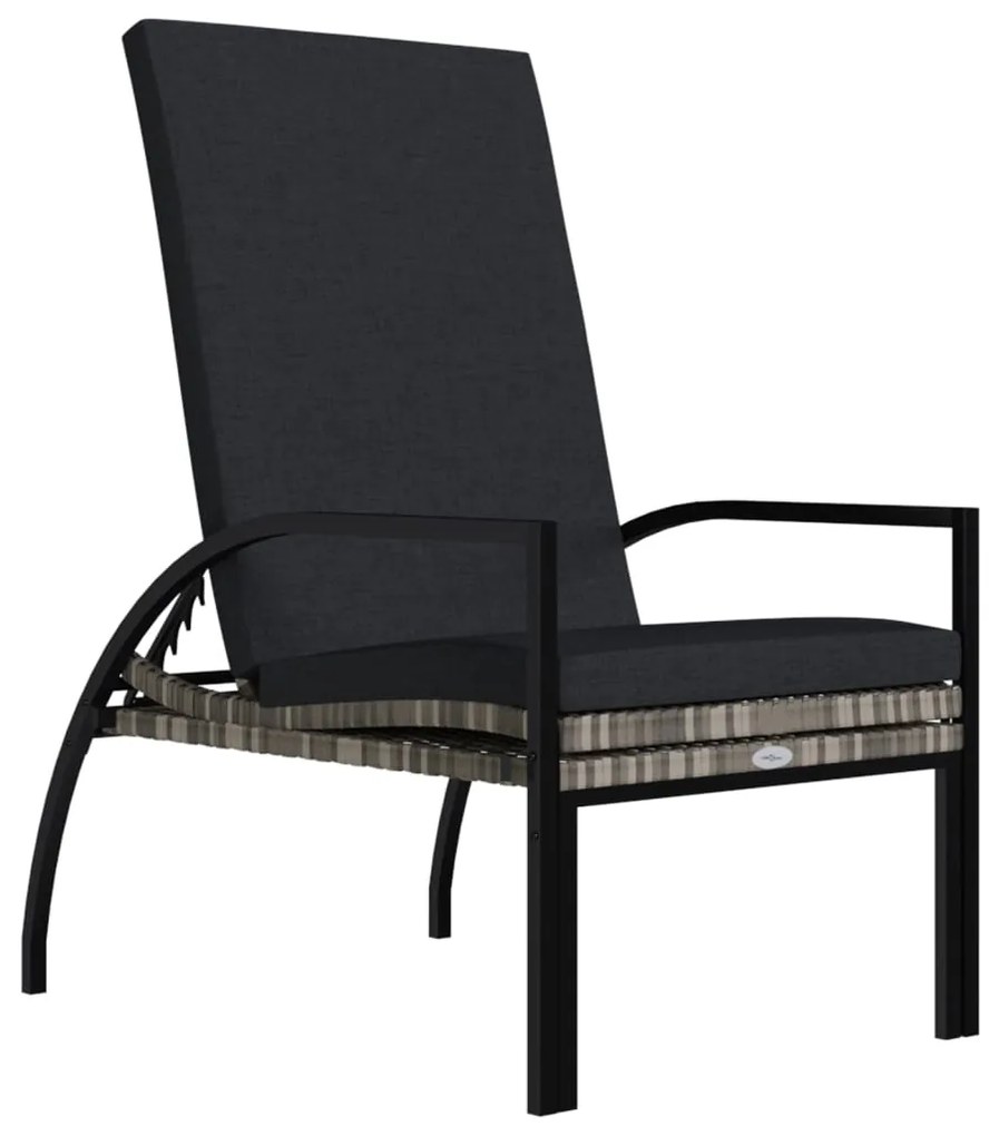 vidaXL Ξαπλώστρες 2 τεμ. Γκρι από Ρατάν Πολυαιθυλενίου με Υποπόδιο