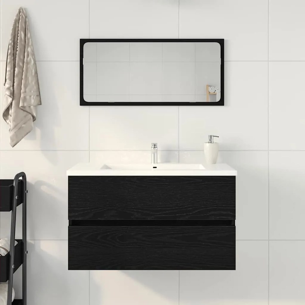vidaXL Ντουλάπι Νεροχύτη με συρτάρι Μαύρη Οξυά 80 x 38.5 x 45 cm