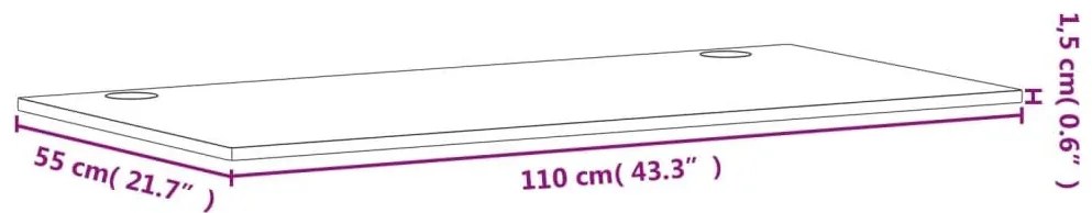 Επιφάνεια Γραφείου 110x55x1,5 εκ. από Μασίφ Ξύλο Οξιάς - Καφέ