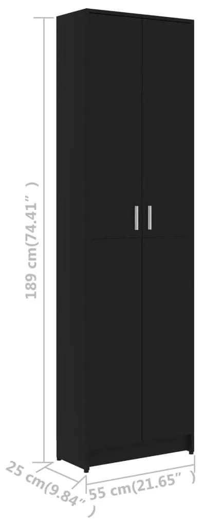 Ντουλάπα Διαδρόμου Μαύρη 55 x 25 x 189 εκ. από Μοριοσανίδα - Μαύρο