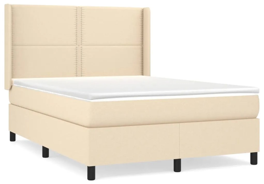 Κρεβάτι Boxspring με Στρώμα Κρεμ 140x200 εκ. Υφασμάτινο - Κρεμ