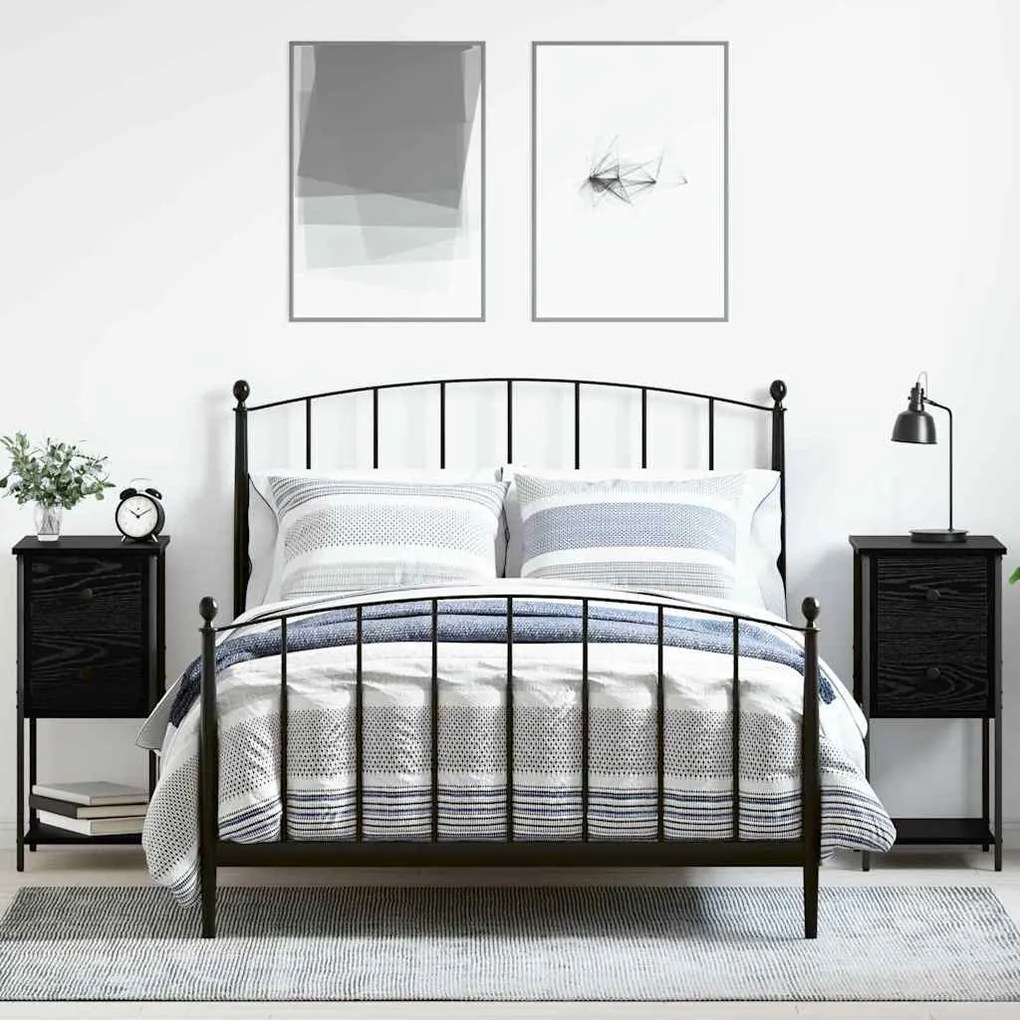 Κομοδίνο 2 pcs Μαύρη δρυς 32 x 42 x 70 εκ Επεξεργασμένο ξύλο