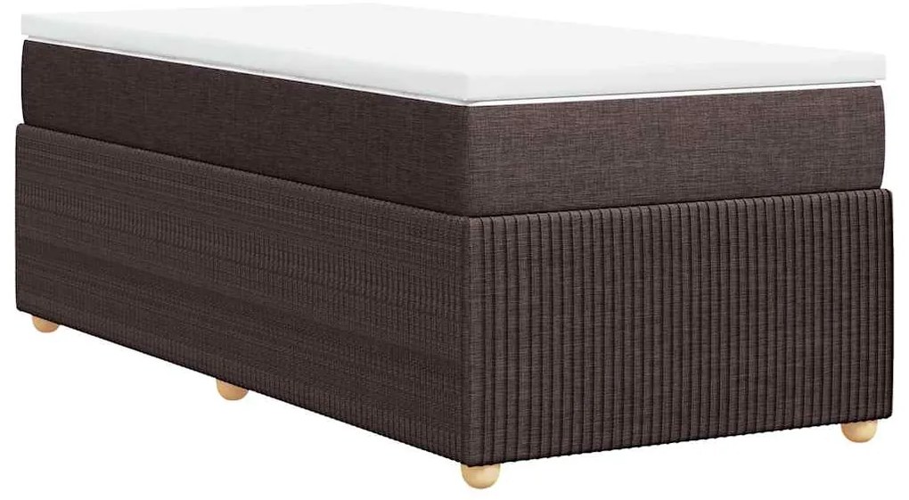 vidaXL Κρεβάτι Boxspring με Στρώμα Σκούρο Καφέ 90x200 εκ. Υφασμάτινο