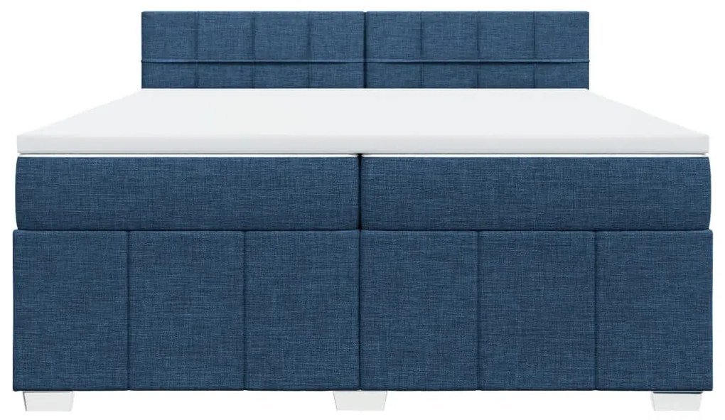 Κρεβάτι Boxspring με Στρώμα Μπλε 200x200 εκ. Υφασμάτινο - Μπλε