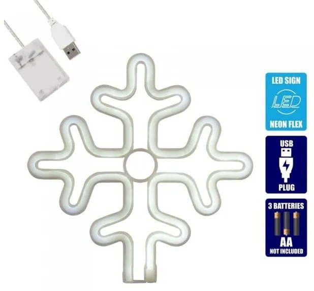 Διακοσμητικό Φωτιστικό Neon Led Ψυχρό Λευκό Snowflake 78581 Globostar 78581 Λευκό