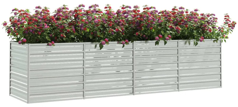 vidaXL Ζαρντινιέρα Υπερυψωμένη Ασημί 320x80x77 εκ. Γαλβανισμ. Χάλυβας