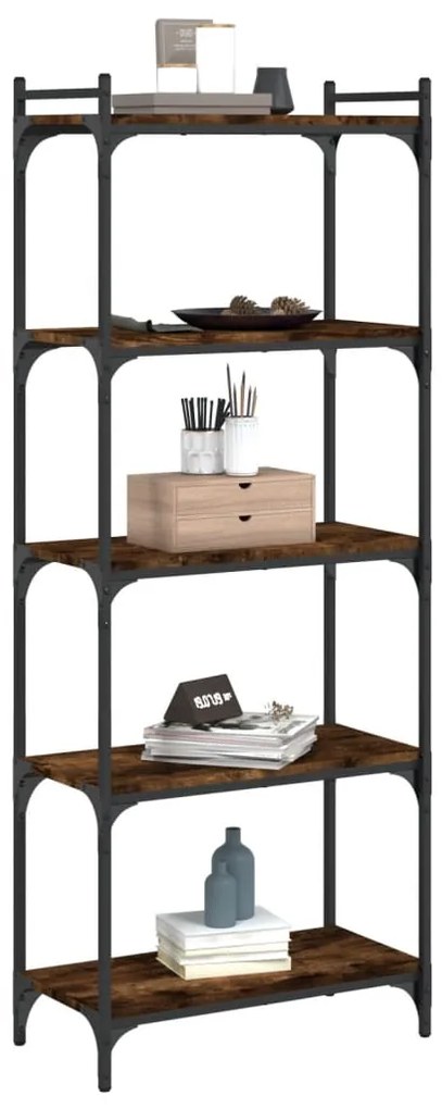 vidaXL Βιβλιοθήκη 5 Επιπέδων Καπνιστή Δρυς 60x30x154 εκ. Επεξεργ. Ξύλο