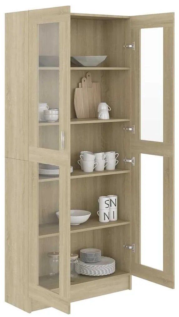 vidaXL Βιτρίνα Χρώμα Sonoma Δρυς 82,5 x 30,5 x 185,5 εκ. Επεξ. Ξύλο