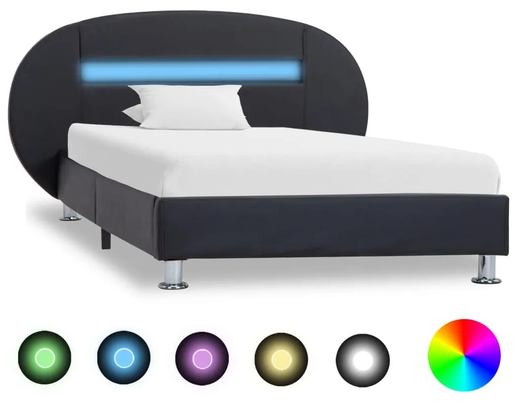 Πλαίσιο Κρεβατιού με LED Μαύρο 90 x 200 εκ. Συνθετικό Δέρμα
