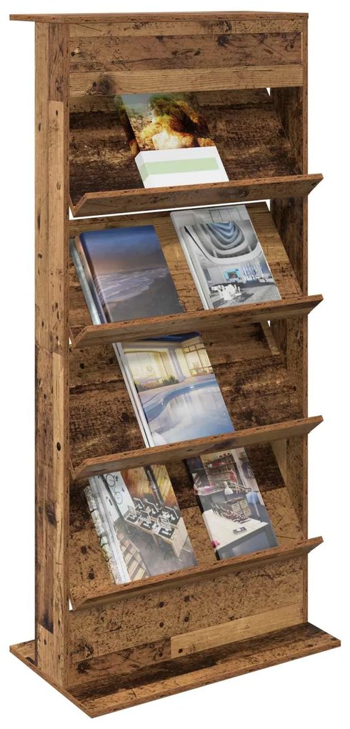 vidaXL Ράφι Περιοδικών Παλιό ξύλο 70 x 41 x 156 εκ. Επεξεργασμένο ξύλο