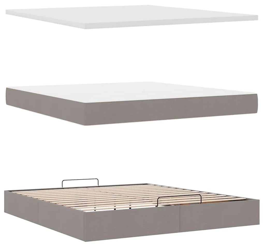 Οθωμανικό κρεβάτι με στρώμα & LEDs Taupe 180x200cm ύφασμα 3314111