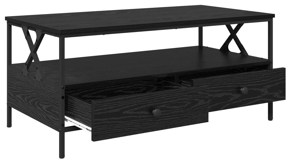 vidaXL Τραπεζάκι σαλονιού with Drawer Μαύρη δρυς 100 x 51 x 45 cm