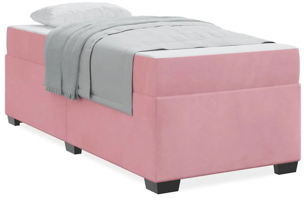 vidaXL Σκελετός Κρεβατιού με στρώμα Ροζ 90 x 200 cm ύφασμα