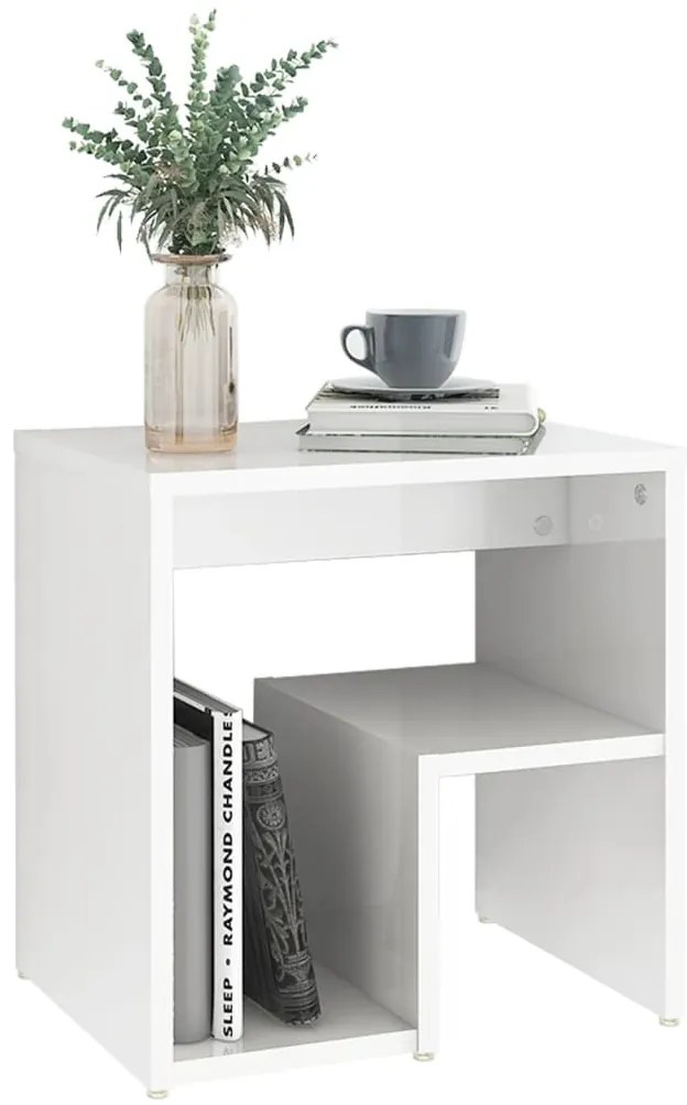 vidaXL Κομοδίνα 2 τεμ. Γυαλιστερό Λευκό 40x30x40 εκ. από Επεξ. Ξύλο