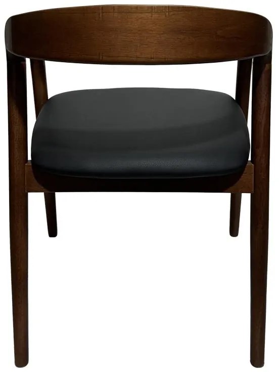 Καρέκλα Πολυθρόνα Hogie rubberwood σε καφέ απόχρωση με μαύρο pu μαξιλάρι 61x60x76εκ 2αδα 61x60x76 εκ.