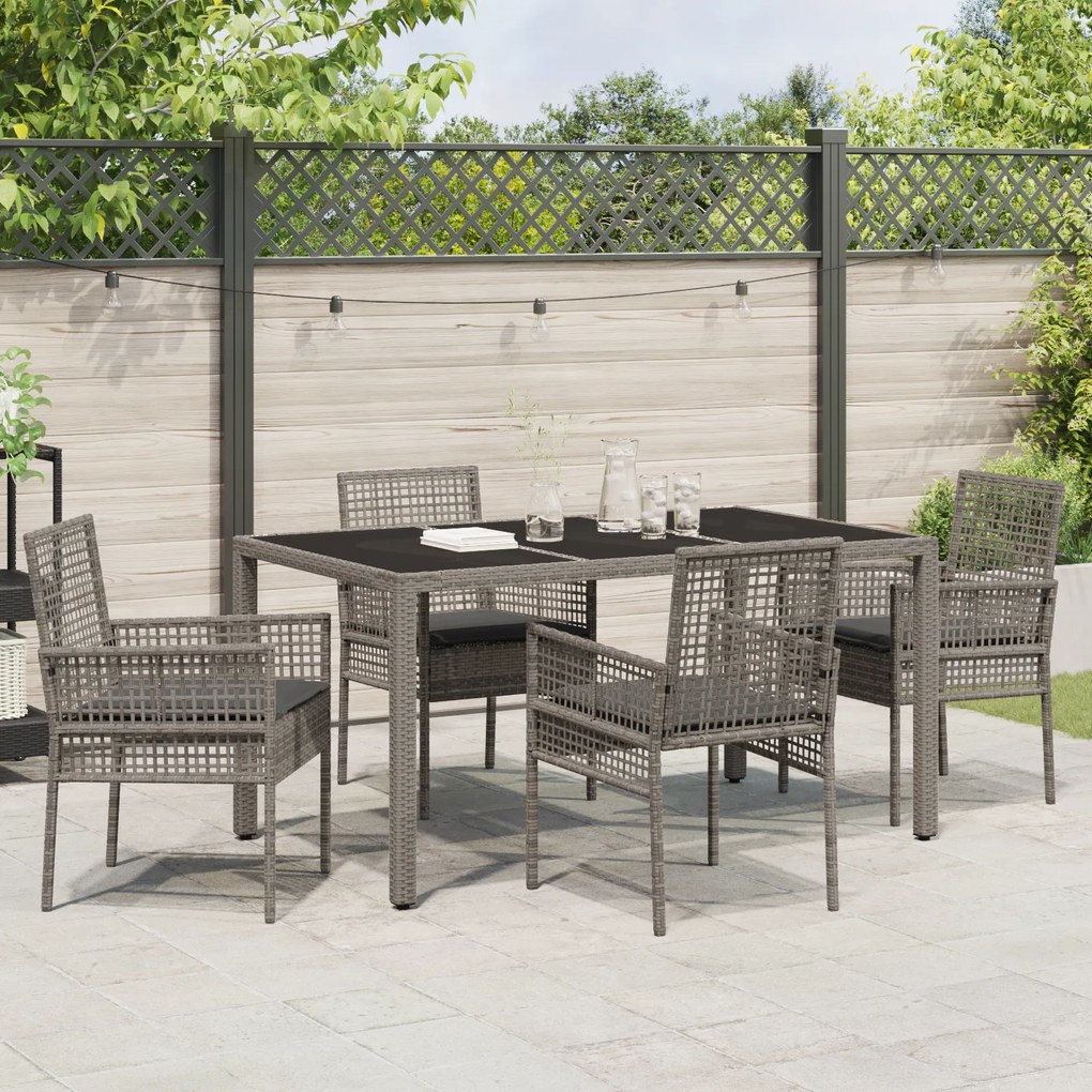 vidaXL Σέτ φαγητού για κήπο 5 pcs Γκρι 150 x 90 x 75 cm