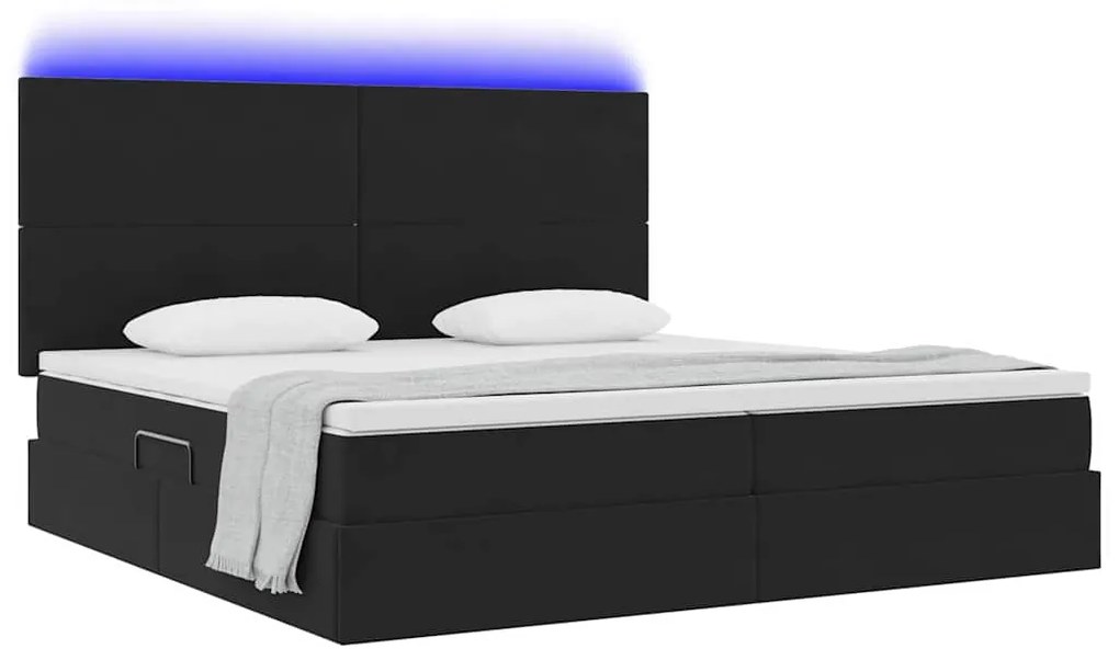 vidaXL Κρεβάτι με αποθηκευτικό χώρο και LED Μαύρο 200 x 200 cm Βελούδο