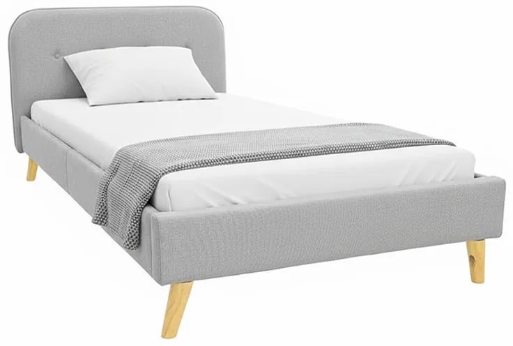 Επενδυμένο Κρεβάτι LumiLux Μονό Ύφασμα Γκρί 100x200εκ. 112x214x80 εκ.