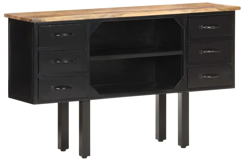 vidaXL Μπουφές 110x30x65 εκ. Μασίφ Ακατέργαστο Ξύλο Μάνγκο και Ατσάλι