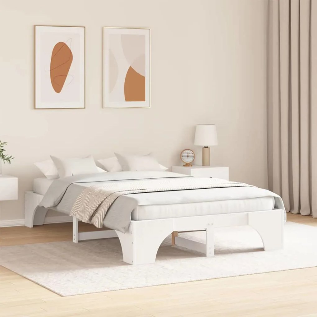 vidaXL Σκελετός Κρεβατιού Λευκό 197 x 147 x 30 εκ. Μασίφ ξύλο πεύκου