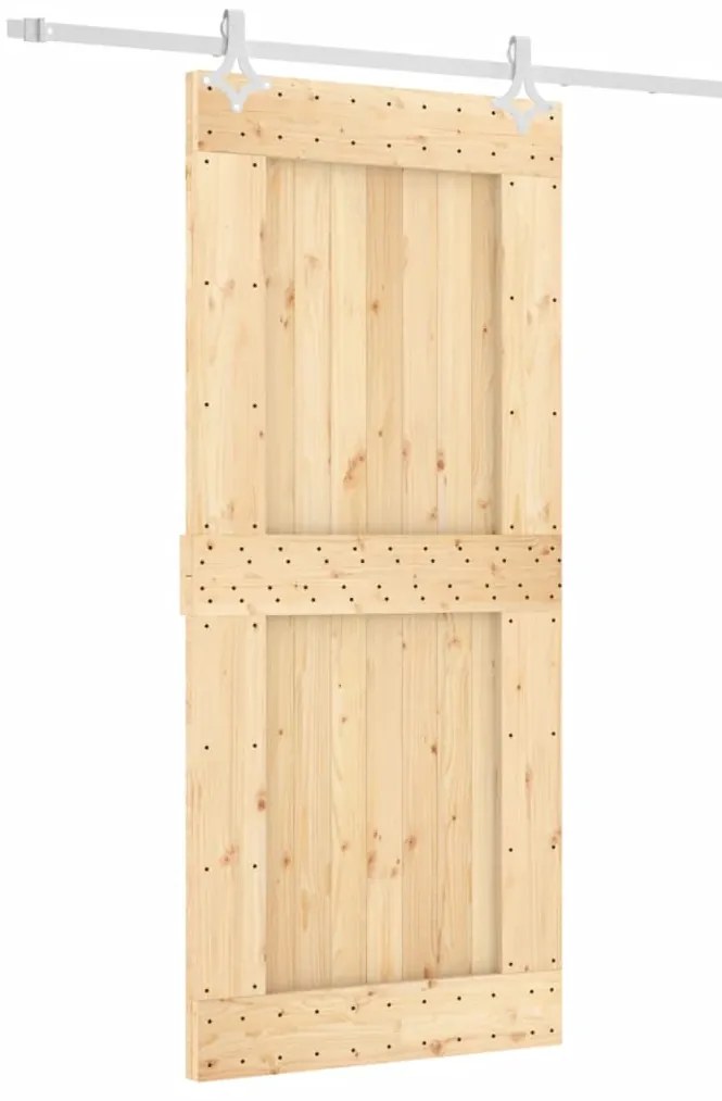 vidaXL Συρόμενη Μεσόπορτα με Μηχανισμό 90 x 210 εκ. Μασίφ Ξύλο Πεύκου