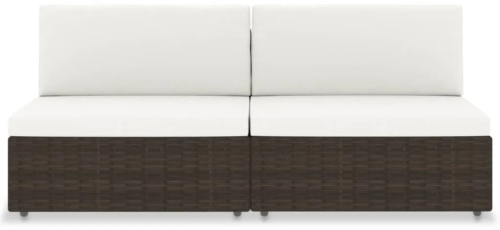 vidaXL Καναπές Αρθρωτός Διθέσιος Καφέ από Συνθετικό Ρατάν