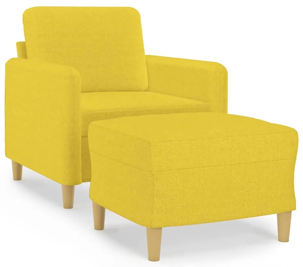 vidaXL Πολυθρόνα Ανοιχτό Κίτρινη 60 εκ. Υφασμάτινη με Υποπόδιο