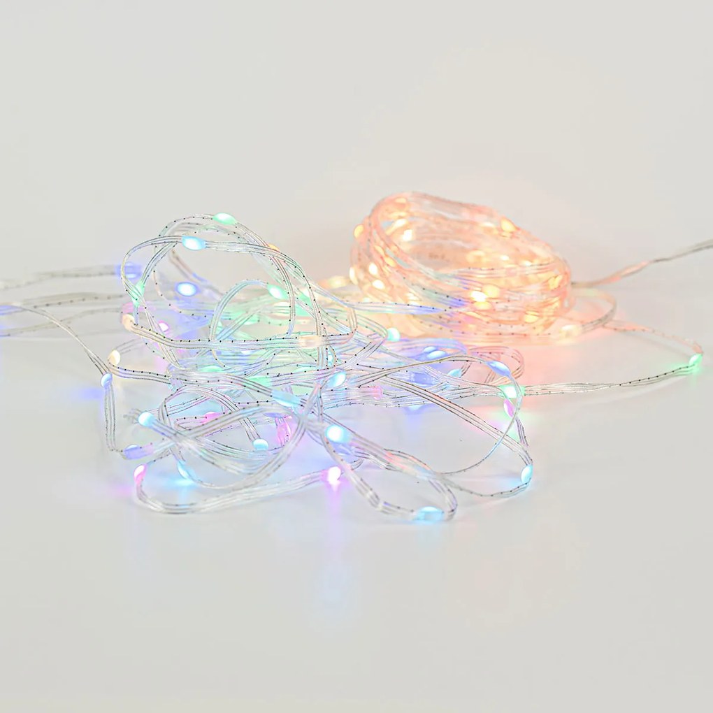 Ταινία LED 9.9μ 100 Mini Λαμπάκια RGBW Σε Σειρά Με Πρόγραμμα &amp; Τηλεχειριστήριο Eurolamp 600-11783